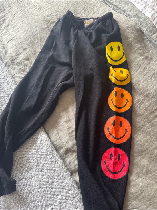 Aviator Nation Other - Aviator Nation Black Sweatpants with Rainbow Smiley Faces